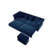 3 In 1 Pull Out Sofa Bed, Convertible Sleeper Sofa Bed, King Size Sofa Bed, Chaise Lounge, Velvet T3 Seater Sofa With Movable Ottoman, Tufted Design - Blue - Image 15