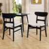 Dining Chair (Set of 2), Mid Century Dining Chairs With Cushioned Seats And Wood Frame - Light Beige / Black - Image 4