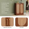 Home Bar Cabinet, Industrial Rattan Door Fold Out Bar Cabinet With Storage Bar Table - Walnut - Image 9