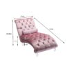 Velvet Chaise Lounge Indoor, Button Tufted Upholstered Chaise Lounge Chair With Pillow - Pink - Image 3