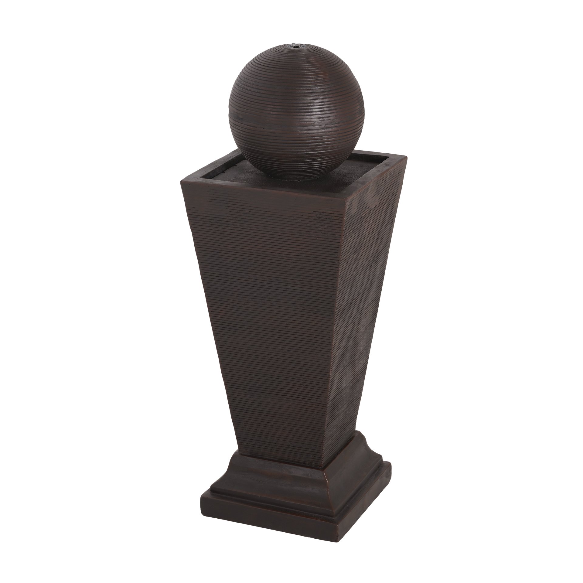 35.5" Tall Column Fountain With LED Lights, Retro Outdoor Decor, Weather Resistant Feature - Dark Brown - Image 8