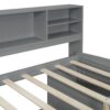 Full Size Daybed With 2 Bedside Cabinets, Upper Shelves And 4 Drawers - Gray - Image 8