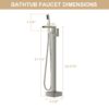 Freestanding Bathtub Faucet Waterfall Tub Filler Floor Mount Solid Brass With Hand Shower - Brushed Nickel - Image 3
