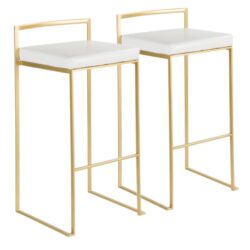 Fuji - Contemporary / Glam Barstool (Set of 2) - Gold / White