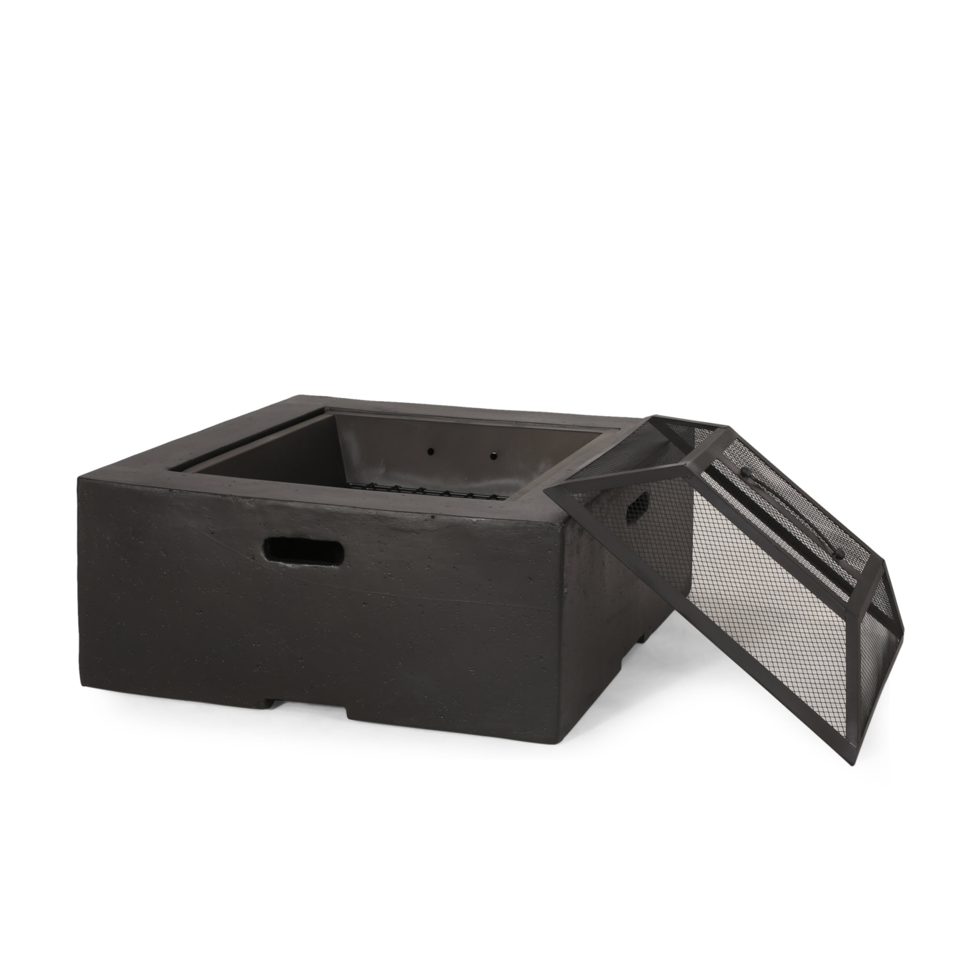 Outdoor Square Mgo Wood Burning Fire Pit - Dark Gray - Image 9