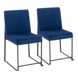 Fuji - Contemporary High Back Dining Chair (Set of 2) - Black / Blue