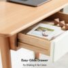 Computer Desk Large Size Office Desk With 2 Drawers, Modern Simple Style PC Table With Gap Design For Home Office - White / Gray - Image 4