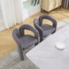 Contemporary Designed Teddy Velvet Upholstered Accent / Dining Chair With Armrest Teddy Fabric, (Set of 2) - Gray - Image 10