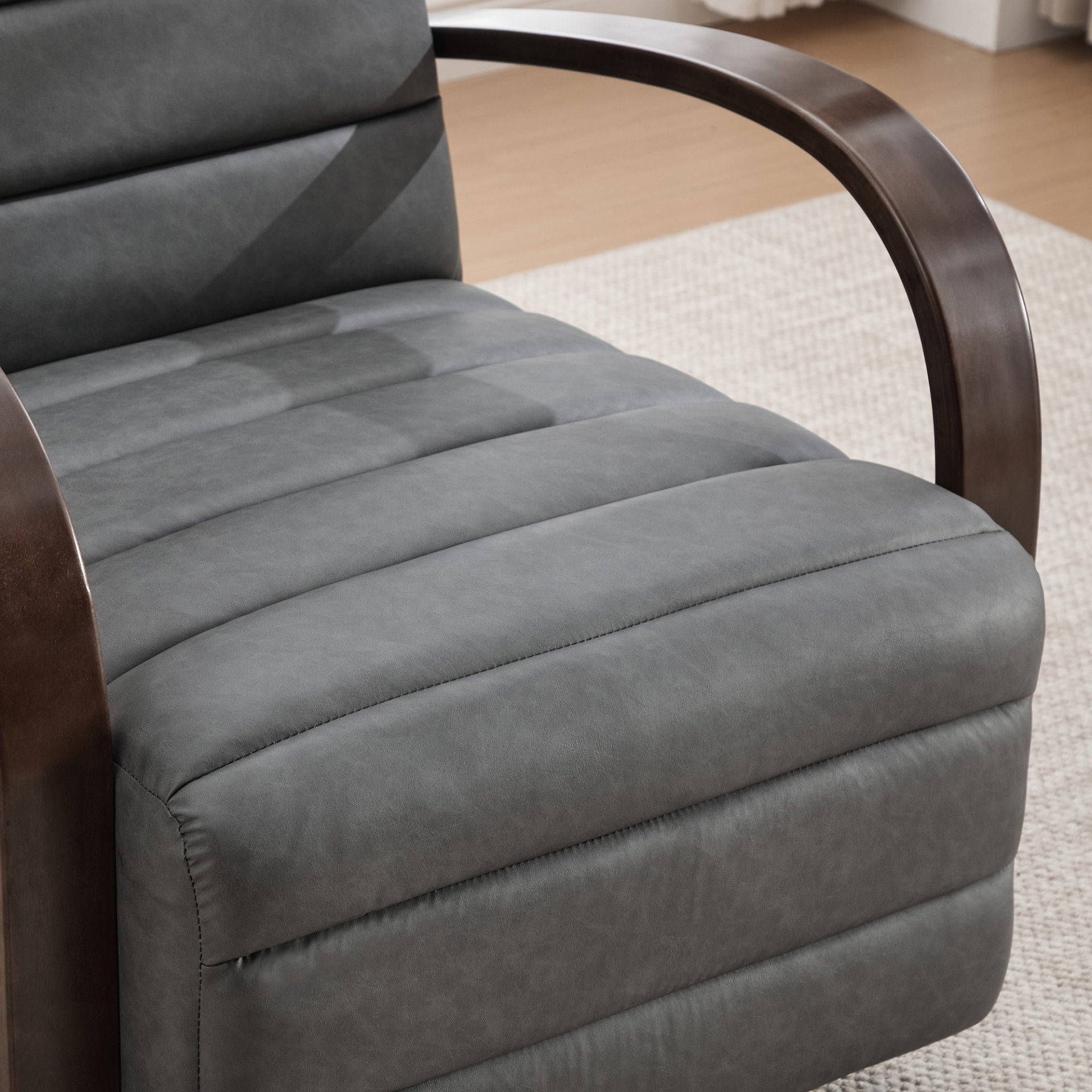 360° Swivel Accent Chair With Armrests, Comfy Lounge Reading Chair - Gray - Image 10