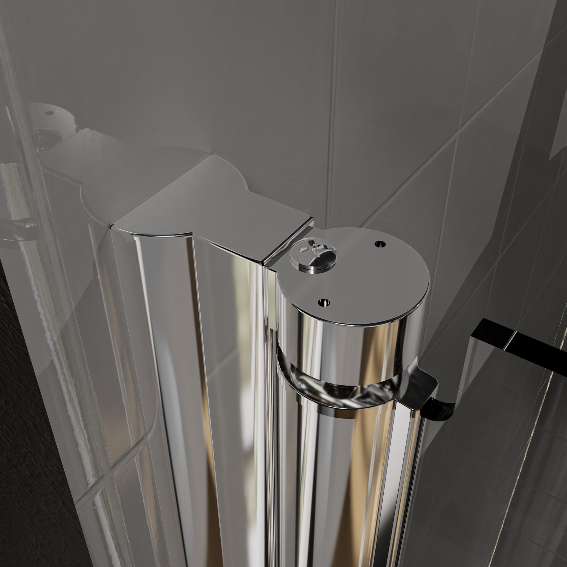 Semi-Frameless Pivot Shower Door In Chrome With Clear Glass - Chrome - Image 9