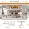 5 Piece Retro Functional Dining Table Set With Extendable Round Table And Upholstered Chairs - Antique White - Image 6
