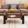 Modern Rectangular Coffee Table With Tempered Brown Glass Top And Layer Table For Living Room - Brown / Black - Image 5