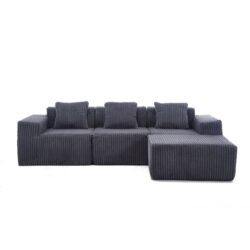 Modern Minimalist Modular Sectional Sofa With Deep Seats Upholstered L - Shape Cloud Couch, Right Facing Chaise - Dark Gray