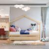 Full Size Classic House Bed With Twin Size Trundle - Natural - Image 9