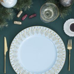 Plastic Charger Polypropylene Plate (Set of 8) - Blue / Gold