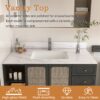Bianco Carrara Venato 43" Marble Vanity Top With 1 Pre Drilled Faucet Hole Sintered Stone Bathroom Vanity Top With Undermount Rectangular Sink And 4" Backsplash - White - Image 10