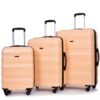 Expandable 3 Piece Luggage Sets Pc Lightweight & Durable Suitcase With Two Hooks, Spinner Wheels, Tsa Lock, (21/25/29) - Peach - Image 4