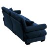 Modern Velvet 2 Seater Sofa & Bolstered Armrests And Pillows Large Size - Blue - Image 9