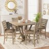 5 Pieces Set Counter Table Set Square Counter Table Solid Wood Modern Farmhouse Rustic Look Distressed Look - Grayish Brown - Image 6