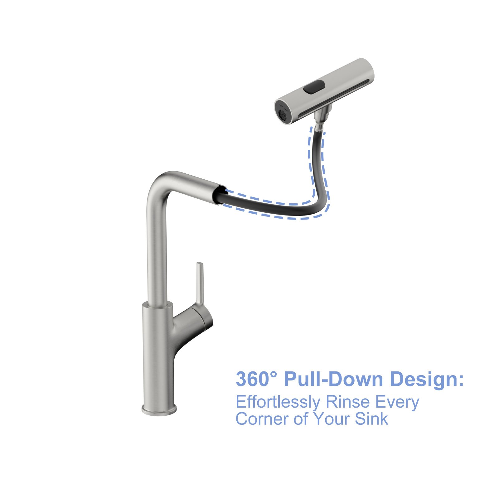 30" Single Bowl Drop In Kitchen Sink With Pull Out Faucet And Soap Dispenser - Brushed Nickel - Image 16