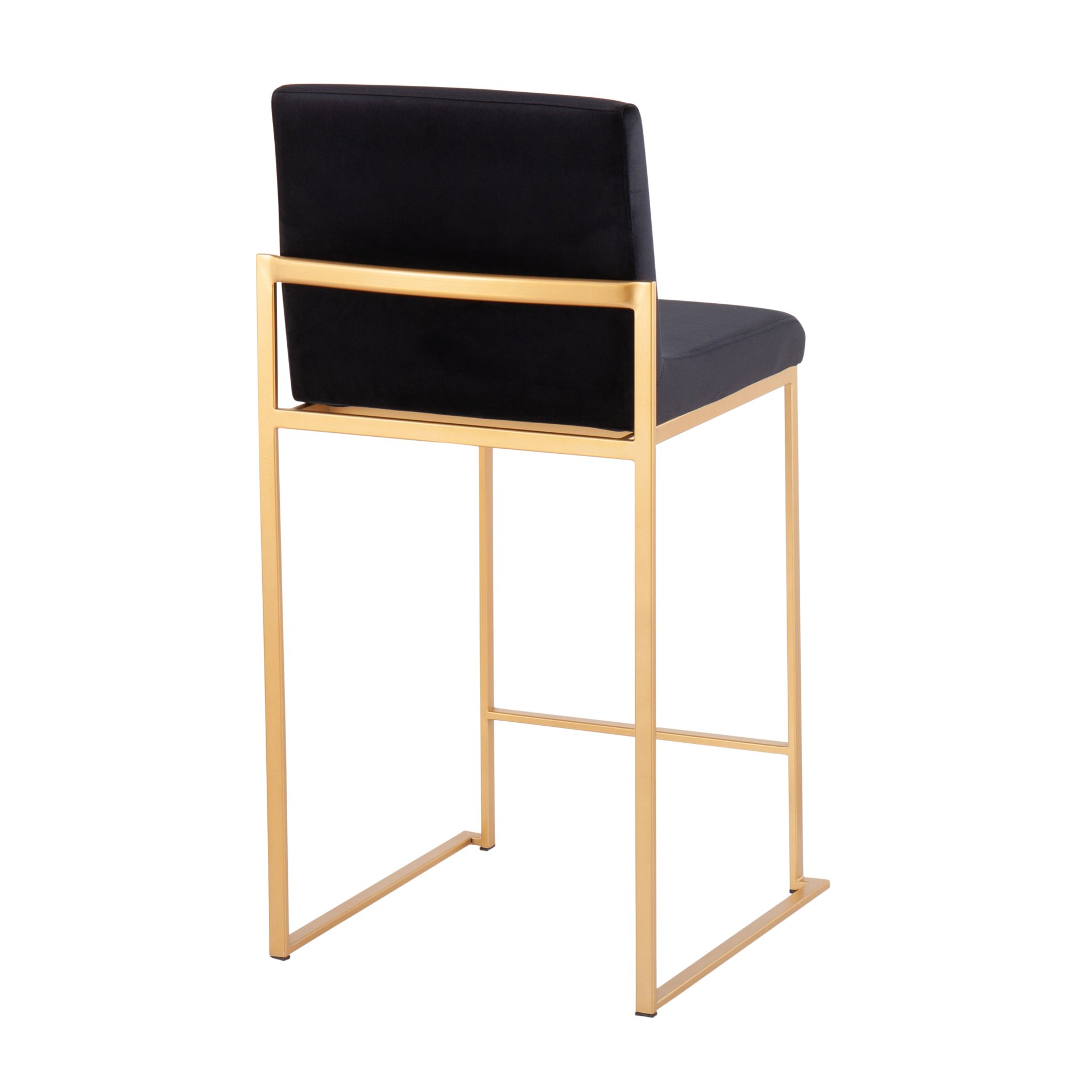Fuji - Contemporary High Back Counter Stool (Set of 2) - Gold / Black - Image 4