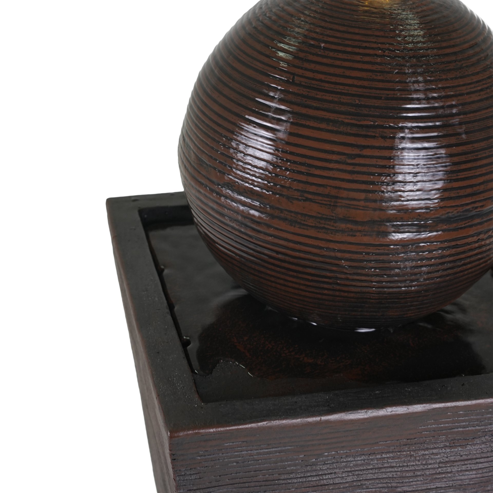 35.5" Tall Column Fountain With LED Lights, Retro Outdoor Decor, Weather Resistant Feature - Dark Brown - Image 12