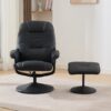 Massage Recliner Chair With Ottoman 360° Swivel Reclining Chair With Wrapped Base 5 Point Vibration Massage Seat Heating And 140° Adjustable Backrest - Black - Image 12