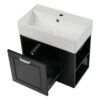 Modern Wall Mounted Bathroom Vanity With Sink, Soft Close Drawer, Adjustable Shelf, Toilet Paper Holder - Black - Image 16