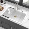 Quartz Kitchen Sink 33 X 22" Granite Composite Drop In Kitchen Sink - White - Image 4