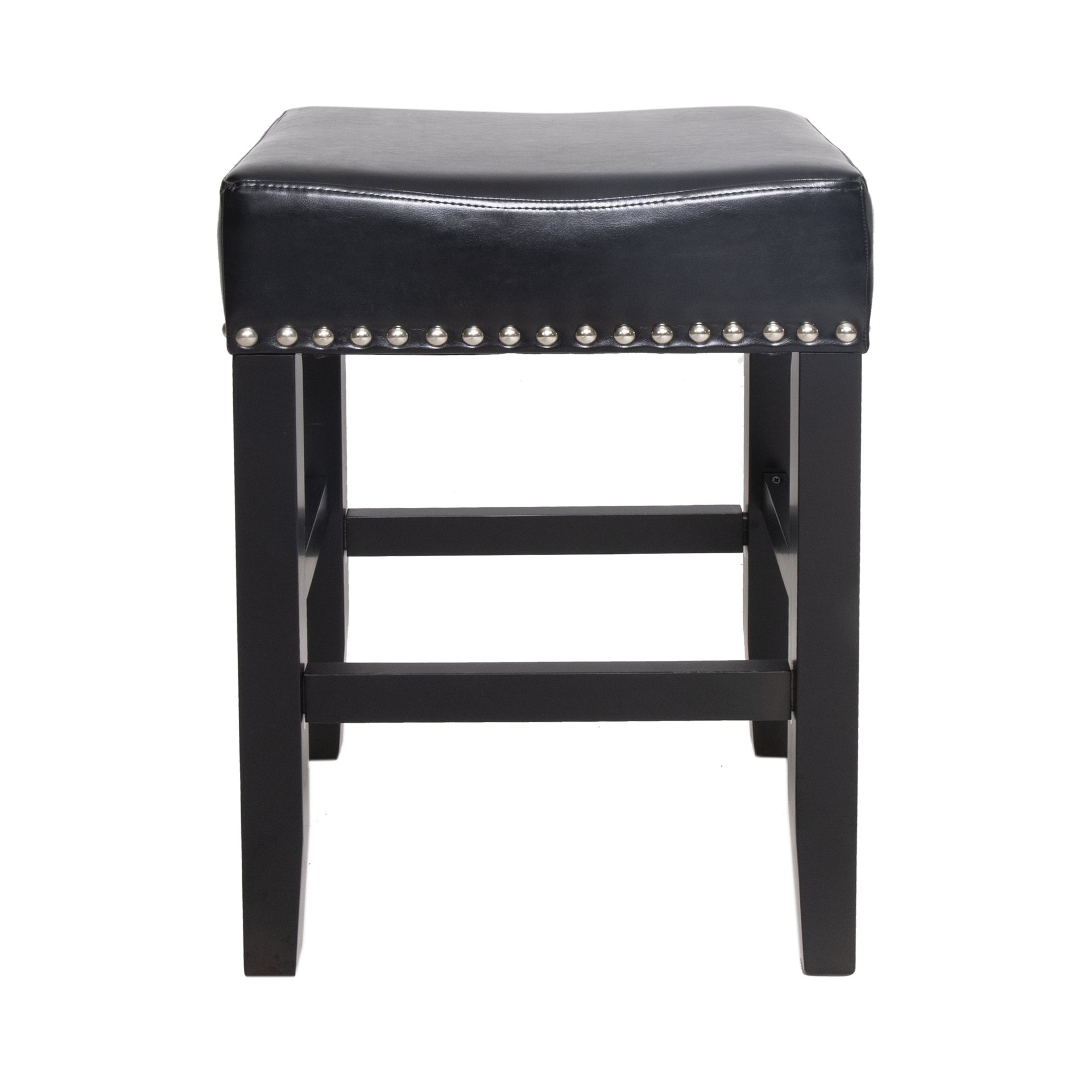Soltique - Backless Dining Counter Stool With Leather Upholstered And Nailhead Trim (Set of 2) - Black - Image 4