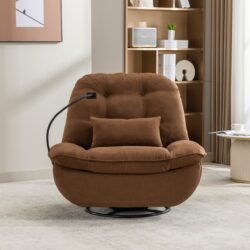 Power Recliner Swivel Glider USB Charger With Bluetooth Music Player Different Function Sleep Working Game And Leisure Model - Brown