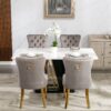 Nikki - Modern, High-End Tufted Solid Wood Contemporary Velvet Upholstered Dining Chair With Golden Stainless Steel Plating Legs, Nailhead Trim (Set of 2) - Gray / Gold - Image 19