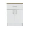 Pantry Organizer Cabinet One Drawer, Two Interior Shelves, Two Doors - White / Light Oak - Image 2