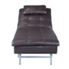 Padilla - Synthetic Leather Chaise Lounge With Pillow USB - Brown - Image 3