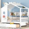 Twin Size House Bed With 2 Drawers, Kids Bed With Storage Shelf - White - Image 15