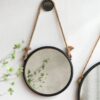 Handsome Cleveland Mirror With Rope Strap Contemporary Design Circle Mirror With Round Metal Frame For Wall Decor Bathroom, Entryway - Black And Silver - Image 2