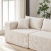 Corduroy Modular L Shaped Sectional Sofa, Luxury Floor Couch Set, 4 Piece Free Combination - Beige - Image 18