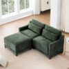 Elegant Chenille 2 Seater Sofa With Ottoman & Lumbar Pillows Ergonomic Design Easy Install - Green - Image 3