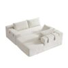 Modern Chenille Upholstered Sectional Sofa Couch Set, Modular L Shaped Sectional Living Room Sofa Set & 6 Pillows, Free Combination - Beige - Image 5