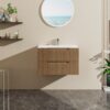 30" Wall Mounted Bathroom Vanity With Sink, Soft Close System, And Spacious Drawers - Walnut - Image 2