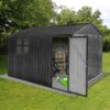 10'x8' Garden Sheds Outdoor Storage Sheds With Window - Dark Gray - Image 2