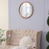 Circle Wall Mirror With Wooden Frame, Wall Mirror For Living Room - Brown - Image 3