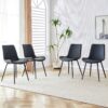 Modern Dining Chair Set With Curved Cushion And Metal Legs For Comfort (Set of 4) - Black - Image 5