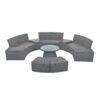 10 Piece Outdoor Sectional Half Round Patio Rattan Sofa Set, Wicker Conversation Furniture Set For Free Combination - Light Gray - Image 13
