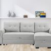 Destiny - Linen Reversible Sleeper Sectional Sofa With Storage Chaise - Light Gray - Image 7