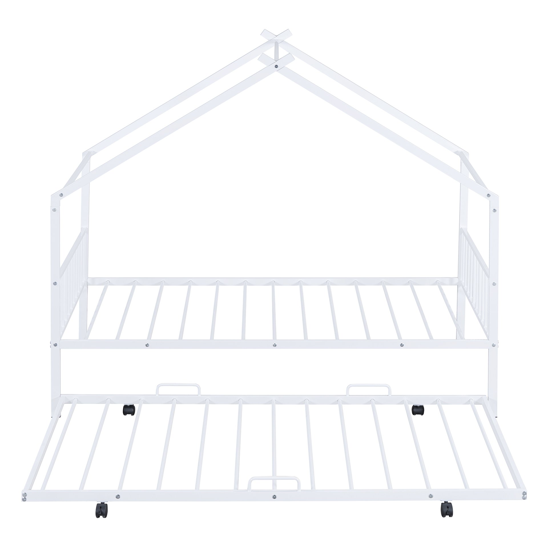 Twin Size Playhouse Design Bed With Twin Size Trundle - White - Image 4