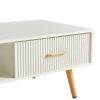 Modern Rectangle Coffee Table With Legs, Sliding Drawer For Storage - White - Image 10