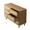 Modern Rattan Dresser With 6 Drawers For Bedroom And Living Room - Oak - Image 6