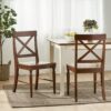Acacia Wood Dining Chair With X Shaped Back (Set of 2) - Dark Oak - Image 2