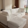 Cloud L Shape Modular Sectional Sofa With Ottoman, 3 Seater Convertible Couch - White - Image 9